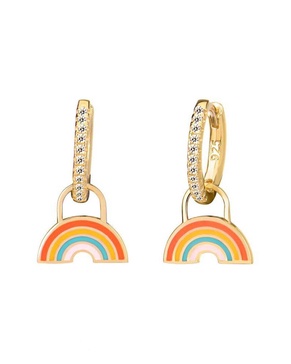 Gabi Rielle Color Forward 14K Vermeil Crystal & French Enamel Rainbow Earrings