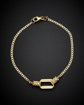 14K Rectangle Curb Link Bracelet