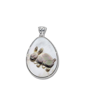 Samuel B. Silver Pearl Carved Rabbit Pendant