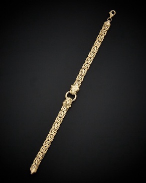 14K Italian Gold Byzantine Panther Head Bracelet