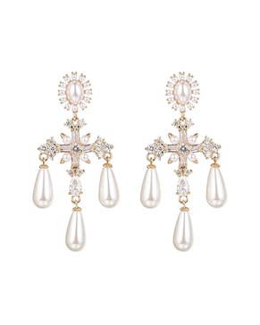 Eye Candy LA CZ Roman Cross Dangle Earrings