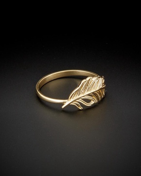 14K Italian Gold Feather Ring