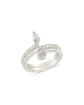 Sterling Forever CZ Waverly Snake Ring