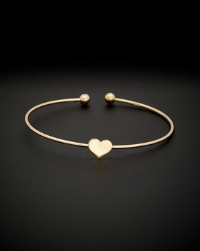 14K Italian Gold Heart Open Cuff