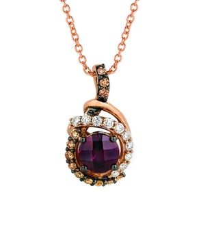 Le Vian® Chocolatier 14K Strawberry Gold 1.40 ct. tw. Diamond & Rhodolite Necklace