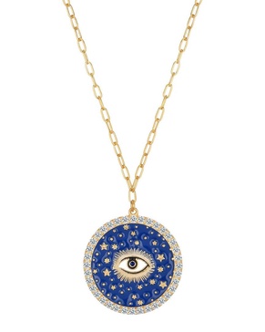 Gabi Rielle Rise Above the Crowd Collection 14K Over Silver CZ Evil Eye Pendant Necklace