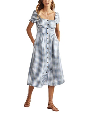 Boden Square Neck Linen Midi Dress