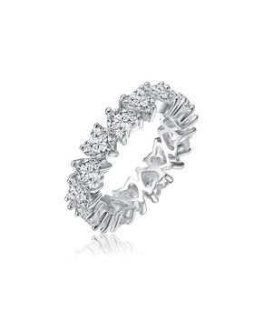 Genevive Rhodium Plated CZ Eternity Ring