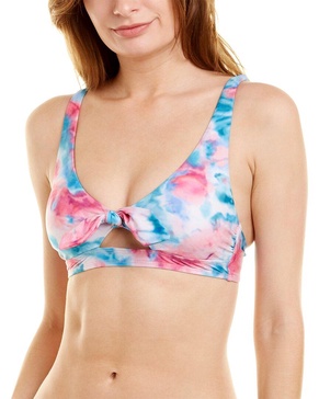 Splendid Tie-Front Banded Halter Bikini Top