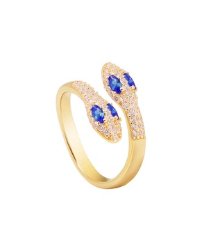 Gabi Rielle Sparkle-Drenched 14K Over Silver CZ Snake Adjustable Ring