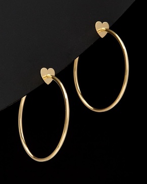 14K Italian Gold Heart Open Hoops