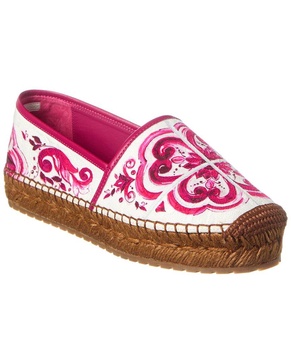 Dolce & Gabbana Brocade Canvas & Leather Espadrille