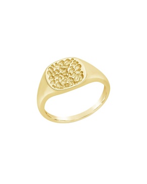 Sterling Forever 14K Plated Hammered Signet Ring