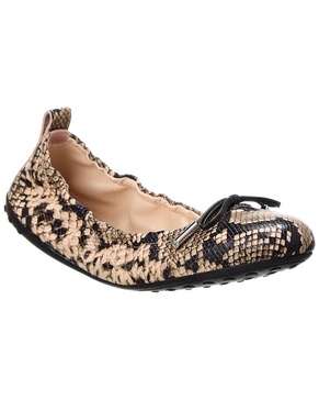 TOD’s Snake-Embossed Leather Flat