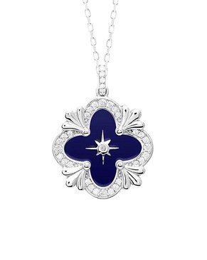 Gabi Rielle Silver CZ & Enamel Clover Necklace