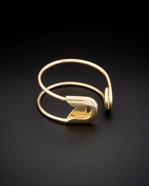 14K Italian Gold Safety Pin Ring