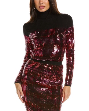 Carolina Herrera Sequin Stripe Wool Turtleneck