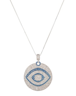 Eye Candy LA Silver CZ Evil Eye Necklace