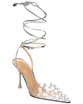 Mach & Mach Crystal-Embellished Vinyl & Leather Pump