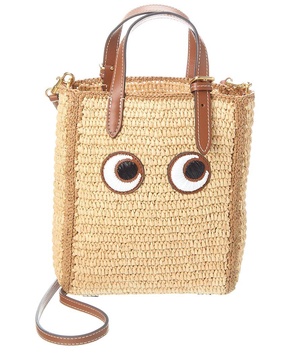 Anya Hindmarch N/S Mini Raffia & Leather Tote