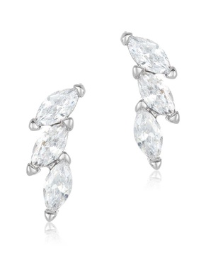 ADORNIA Rhodium Plated Climber Earrings