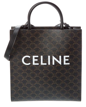 CELINE Vertical Cabas Medium Triomphe Coated Canvas & Leather Tote