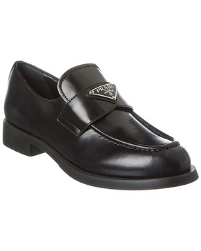 Brand-plaque patent leather loafers