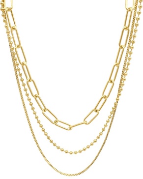 ADORNIA 14K Plated Mixed Chain Necklace Set