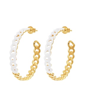 Gabi Rielle Color Forward 14K Vermeil French Enamel Chain Link Earrings