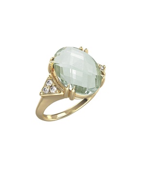 I. REISS 14K 4.89 ct. tw. Diamond & Green Amethyst Cocktail Ring