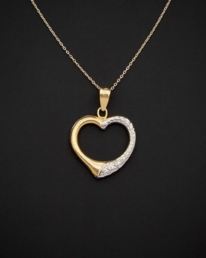 14K Italian Gold Two-Tone Heart Necklace