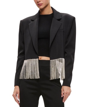 shan oversized cropped fringe blazer