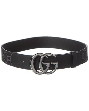 Gucci GG Denim & Leather Belt