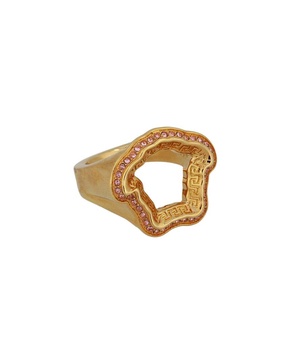 Versace Crystal Embellished Medusa Greca Ring