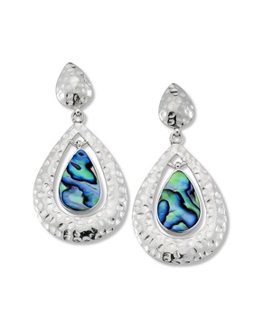 Samuel B. Silver Abalone Hammered Drop Earrings