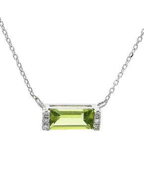 Silver 0.60 ct. tw. Diamond & Peridot Necklace