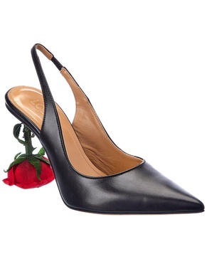 Loewe Rose Leather Slingback Pump