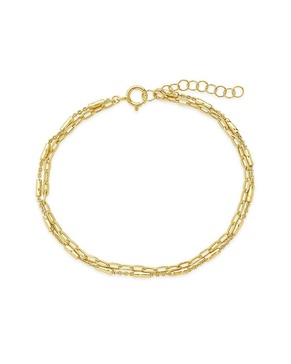 Sterling Forever 14K Over Silver Delicate Two-Layer Chain Bracelet