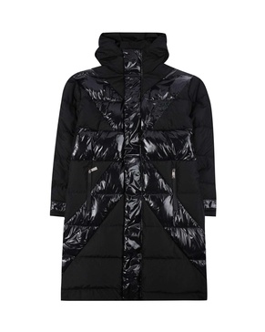 Long Down Jacket With Ton Sur Ton Print