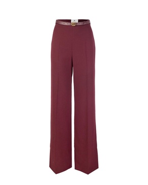 Belted Pressed Crease Palazzo Pants