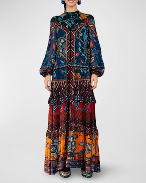 Ainika Tapestry Tiered Maxi Dress