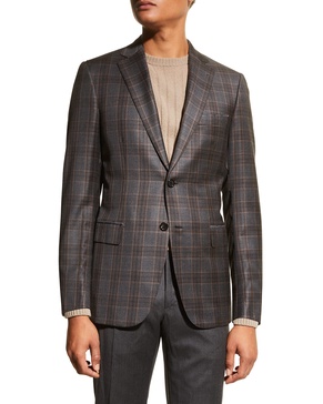 Men's Plaid Wool Sport Jacket