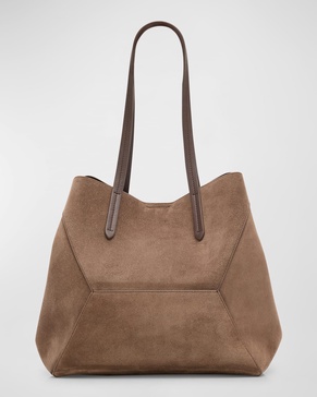 Small Geometric Suede Tote Bag