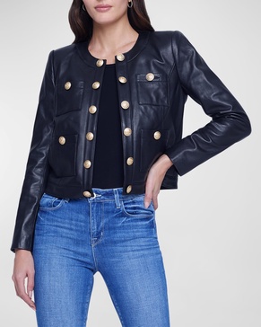 Jayde Collarless Leather Jacket