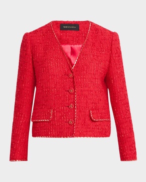 Clara Metallic-Trim Textured Tweed Jacket