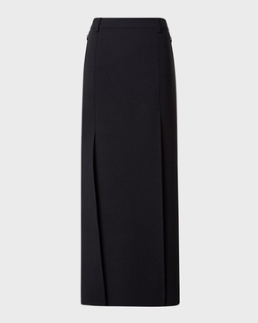 Double-Face Wool Midi Skirt with Irregular Slits