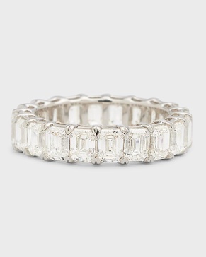 18K White Gold Emerald-Cut Diamond Eternity Band Ring