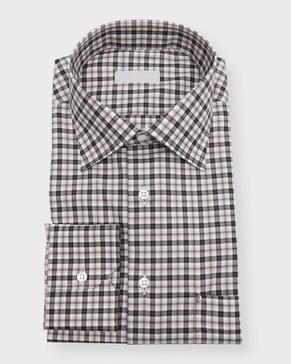 Men's Cotton Check Casual Button-Down Shirt