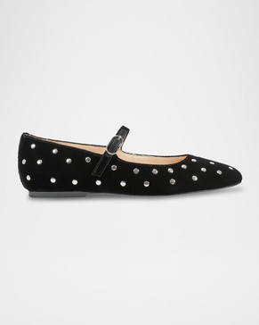 Crystal Stud Mary Jane Ballerina Flats