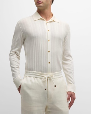 Men's Knit Button-Down Shirt